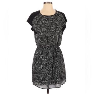 H&M Womens Mini Dress Round Neck Cap Sleeve Elastic Waist Lined Black White 6